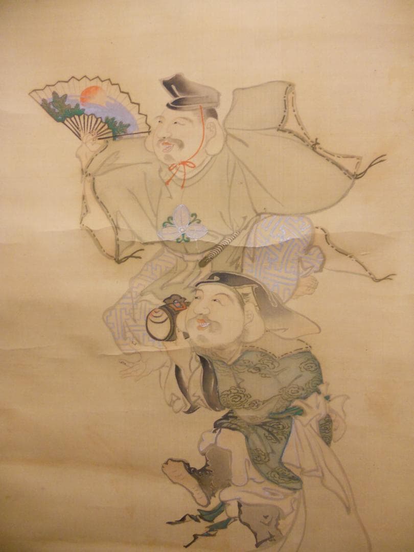 掛け軸 精華 恵比寿大国 絹本 希少 軸装 茶道具 掛軸 です。 掛け軸 精華 恵比寿大国 絹本 希少 軸装 茶道具 掛軸 です