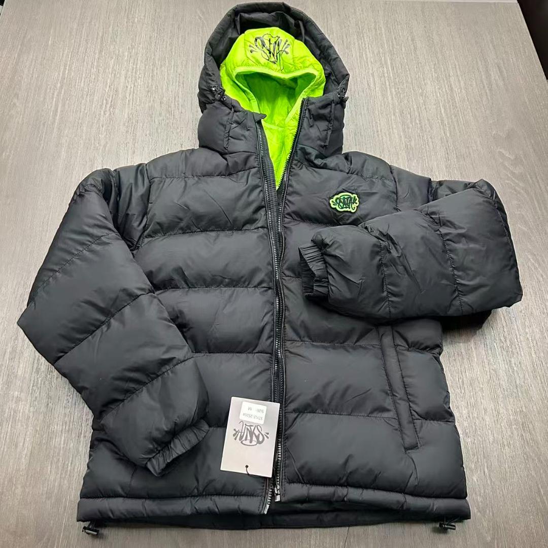 新品 Synaworld ダウンジャケット フード付き ブラック M SYNA WORLD WAVE PUFFER JACKET ダウンジャケット 【BLACK