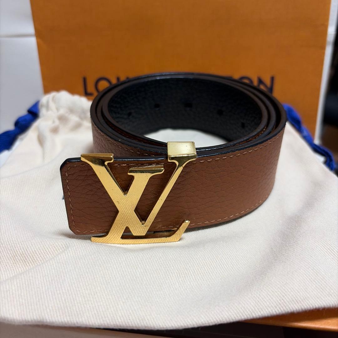 静*°様 LOUIS VUITTON レザーベルト ブラウン/ブラック　M915 LOUIS VUITTON（ルイ・ヴィトン） ベルト サンチュール・LVイニシャル