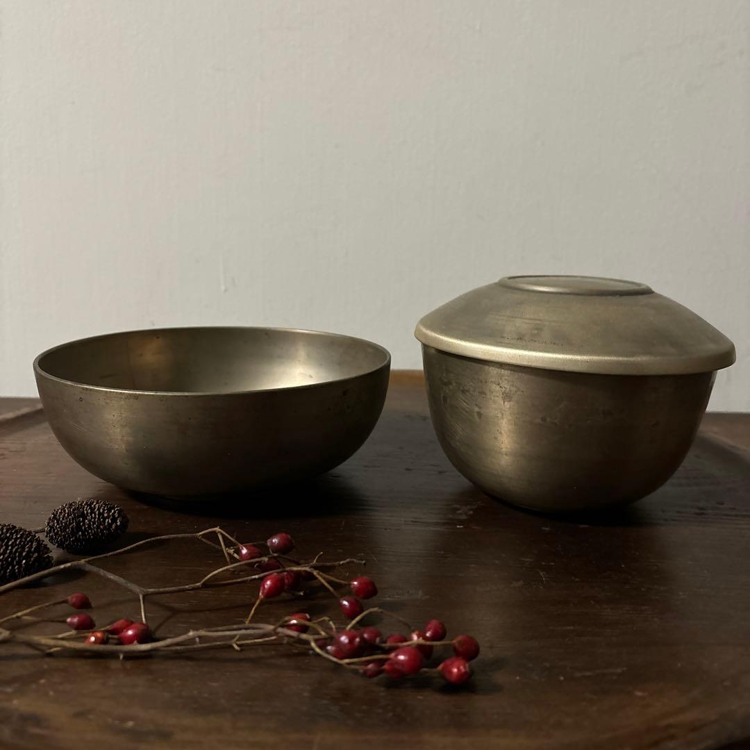 韓国　古い真鍮製の器　3点　その16アンティーク　古道具　韓国骨董　李朝