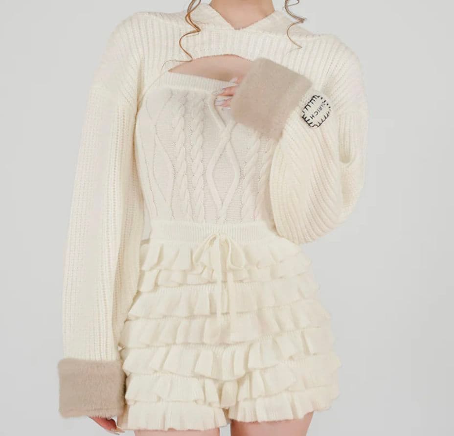 Darich フリルニットコンビネゾン