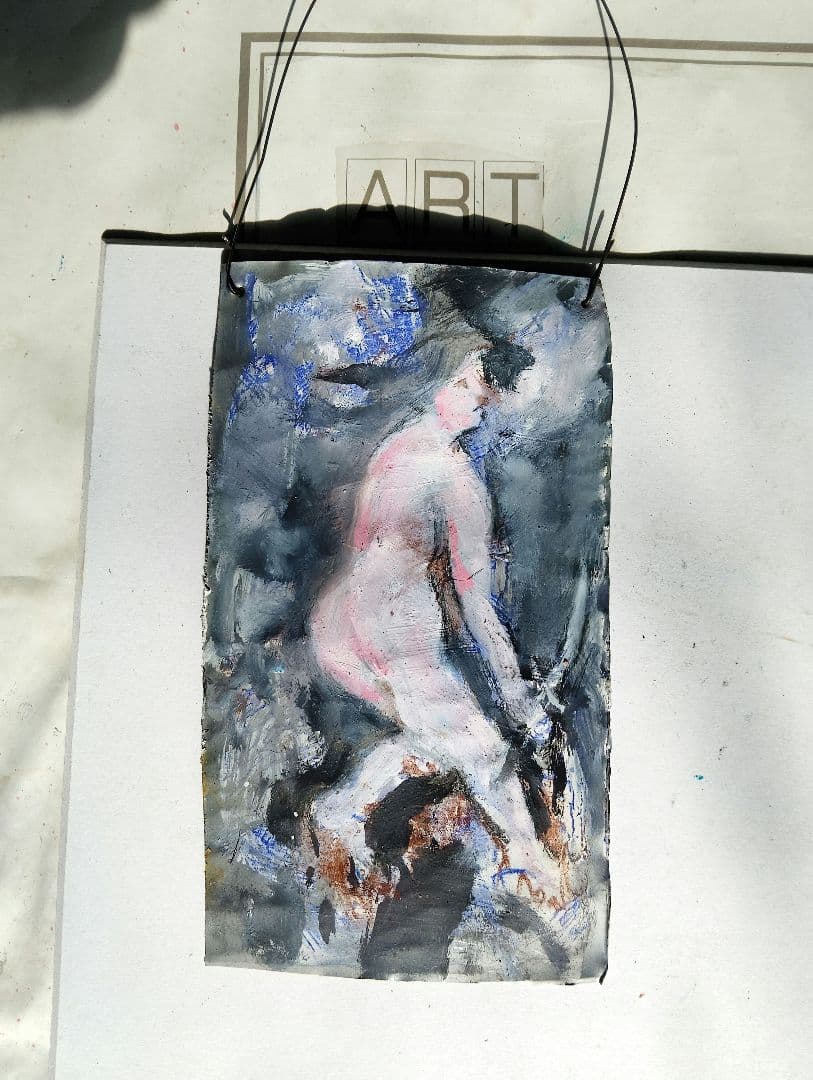 抽象的な人物の油彩画裸婦