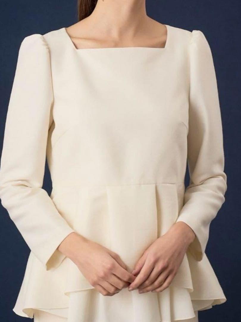 【新品タグ付】ANAYIアナイ　ダブルクロスペプラム ブラウス 白38