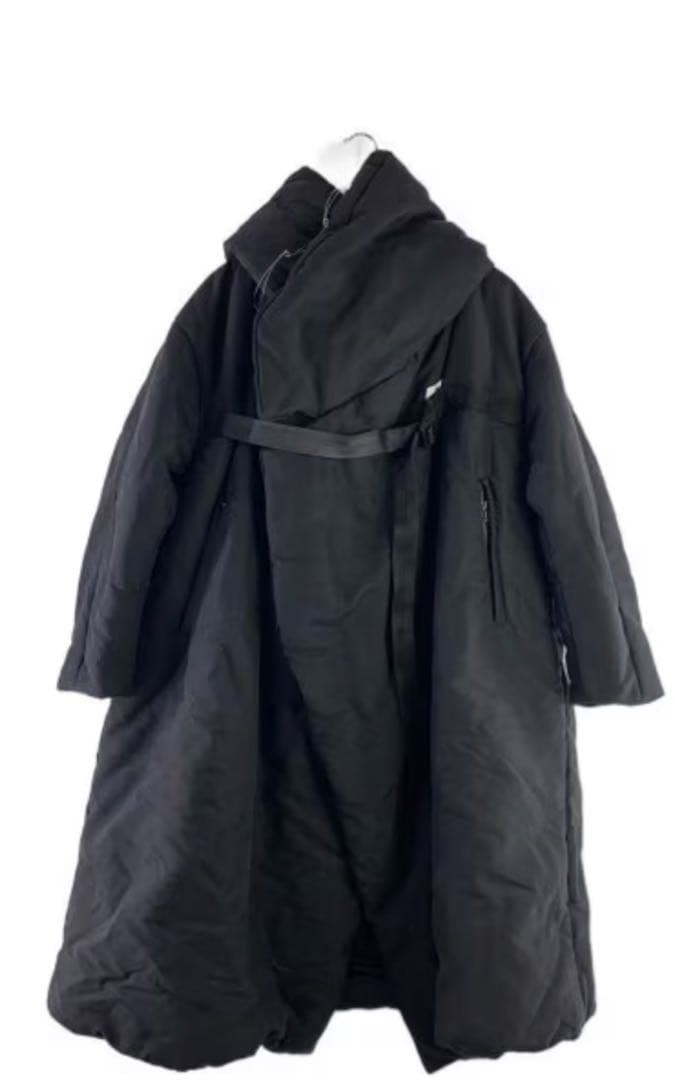 [JULIUS】FIXED HOODED OVERCOAT中綿オーバーコート ユリウス JULIUS Wool Cashmere Saxony Over Size Long Coat （Black