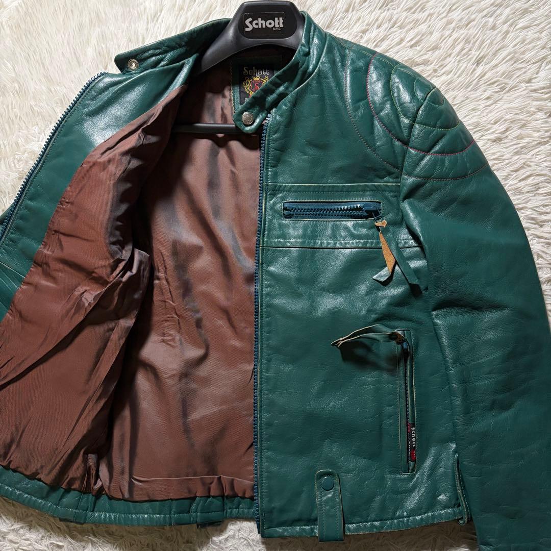 g*3様 希少カラー■schott ライダースジャケット　シングル　グリーン　本 楽天市場】schott シングルライダース（メンズファッション）の通販
