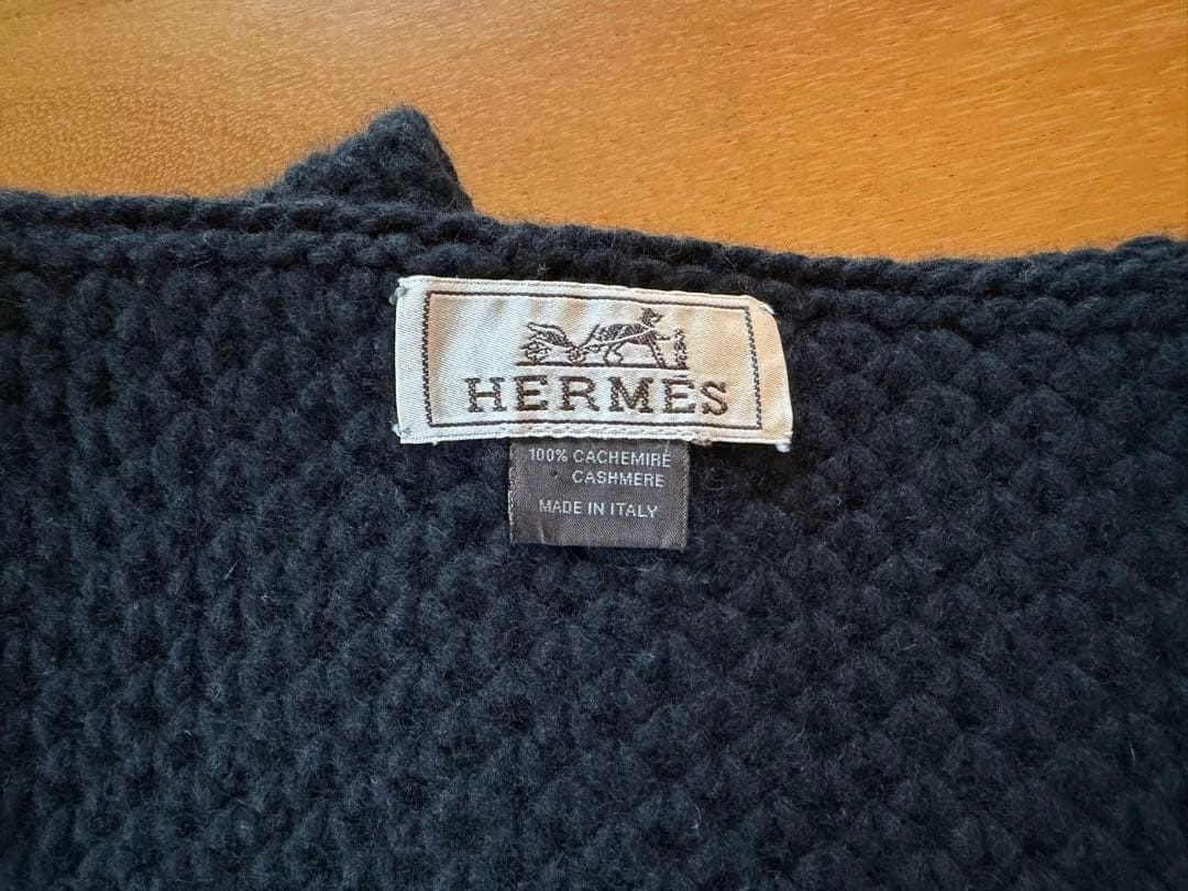 HERMES 黒 カシミア スヌード ネックウォーマー