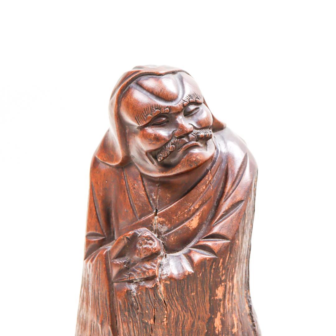 一刀彫 木彫 達磨大師 23cm 置物