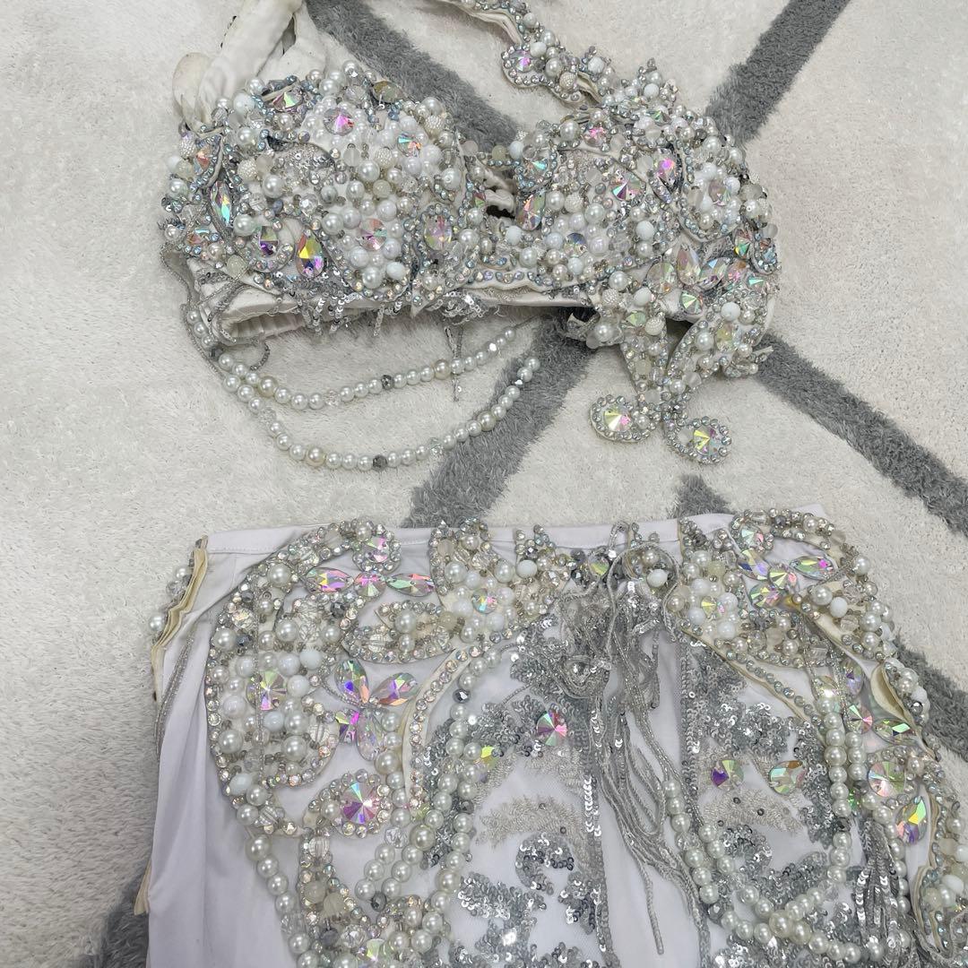 ベリーダンス 衣装　ホワイト ベリーダンス衣装オリエンタルコスチューム(ホワイト)【送料無料】発表