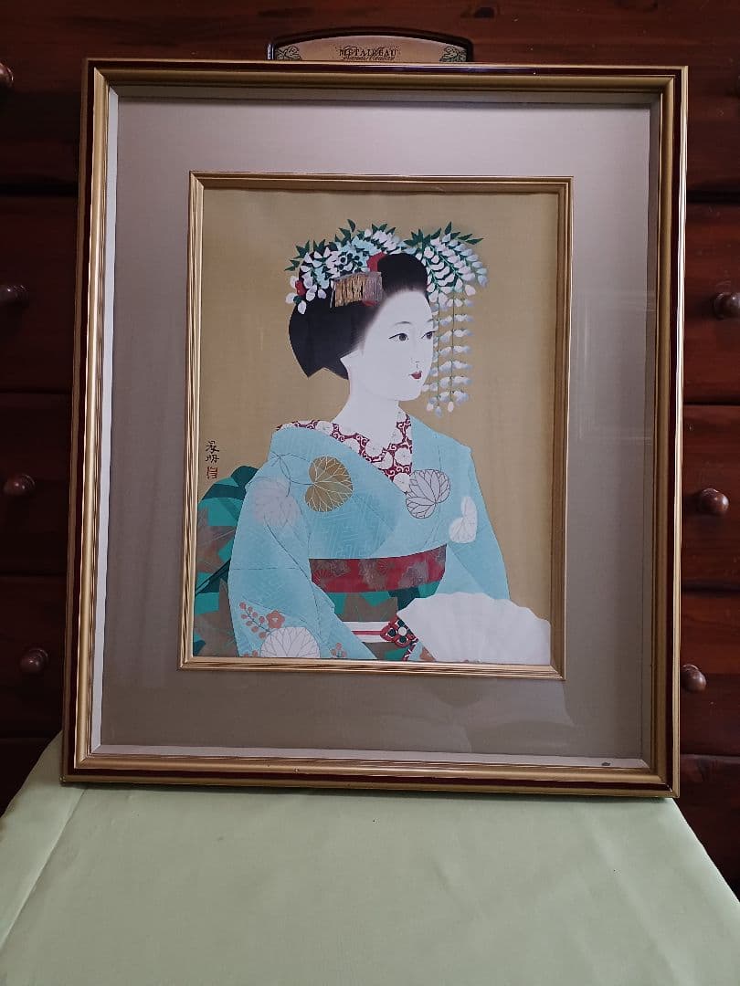 ◆加藤晨明　「舞妓」　手摺木版画　限定200部　彫師：文寿礼二　摺師：松永安生◆ 竹久夢二「舞妓（柳）『夢二小品版画集』加藤版画研究所」木版画 絵画