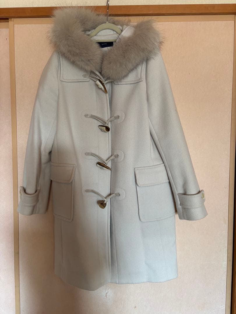 SHIPS ファー付きダッフルコート ホワイト　38 超美品