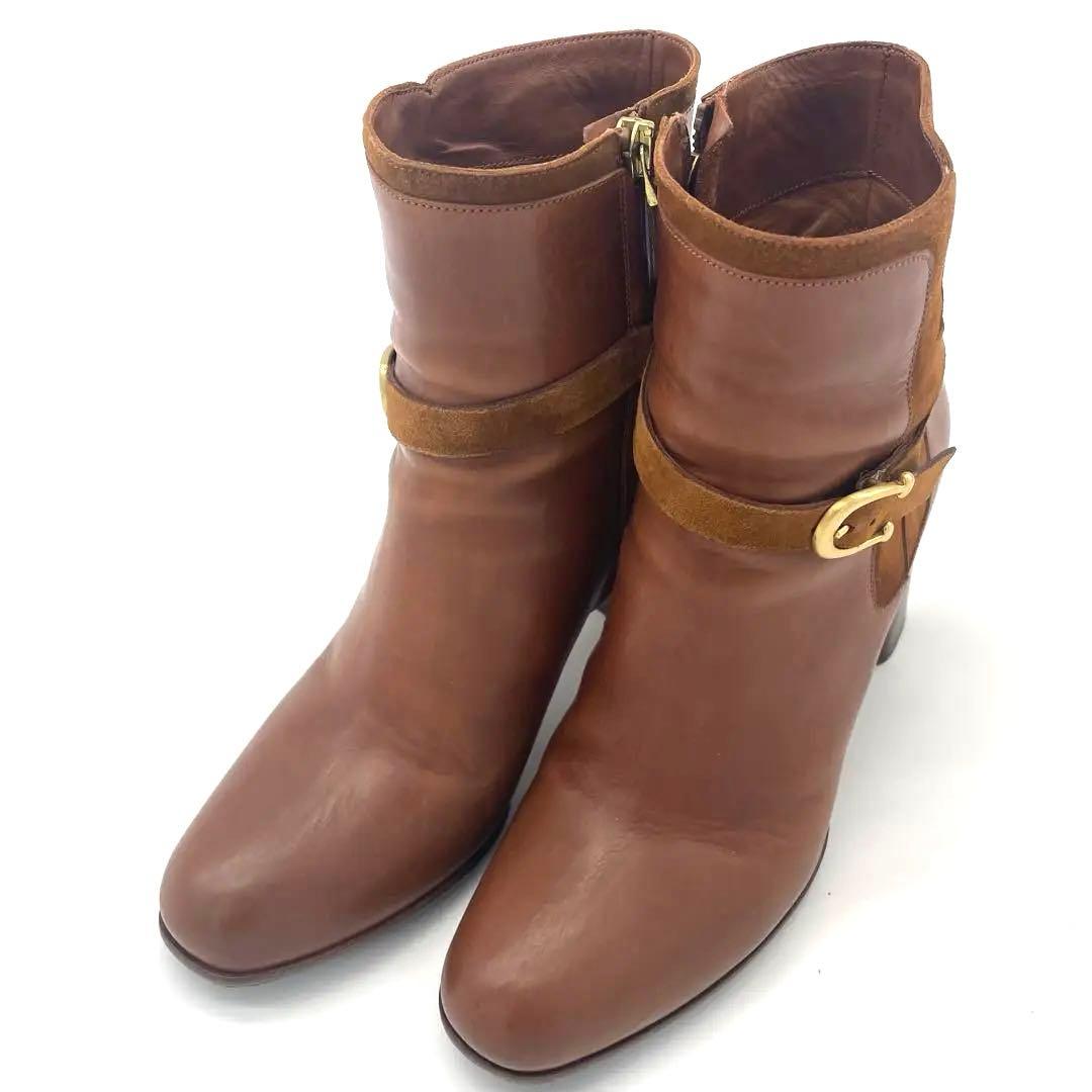 SARTORE ブーツ レザー スエード バックル ヒール 高級 サイドジップ