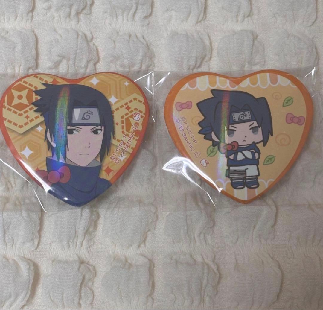 NARUTO サンリオ ぴえろ ハート缶バッジ サスケ TVアニメ『NARUTO -ナルト- 』 ハート型缶バッジ | j-hobby Collection