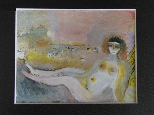 織田廣喜、【ハンモックの少女（フォンテンブロー）】、希少な大判額装用画集より