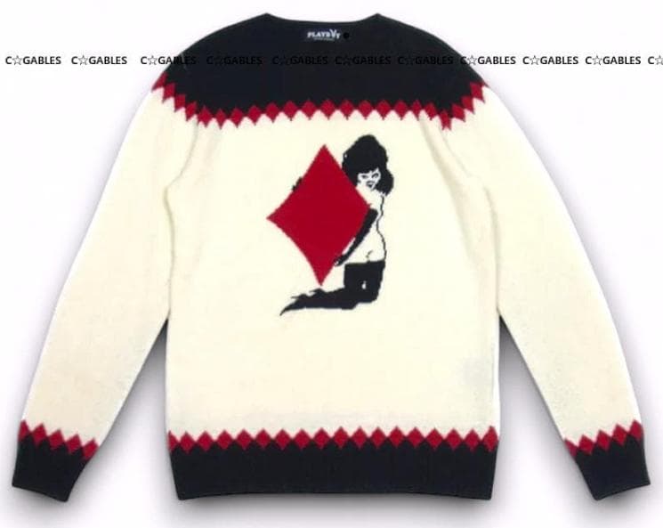 ★激レア★ヒステリックグラマー×プレイボーイ　アンゴラ混　ニット セーター ヒステリックグラマー】LONDON CALLINGジャカード セーター (HYSTERIC