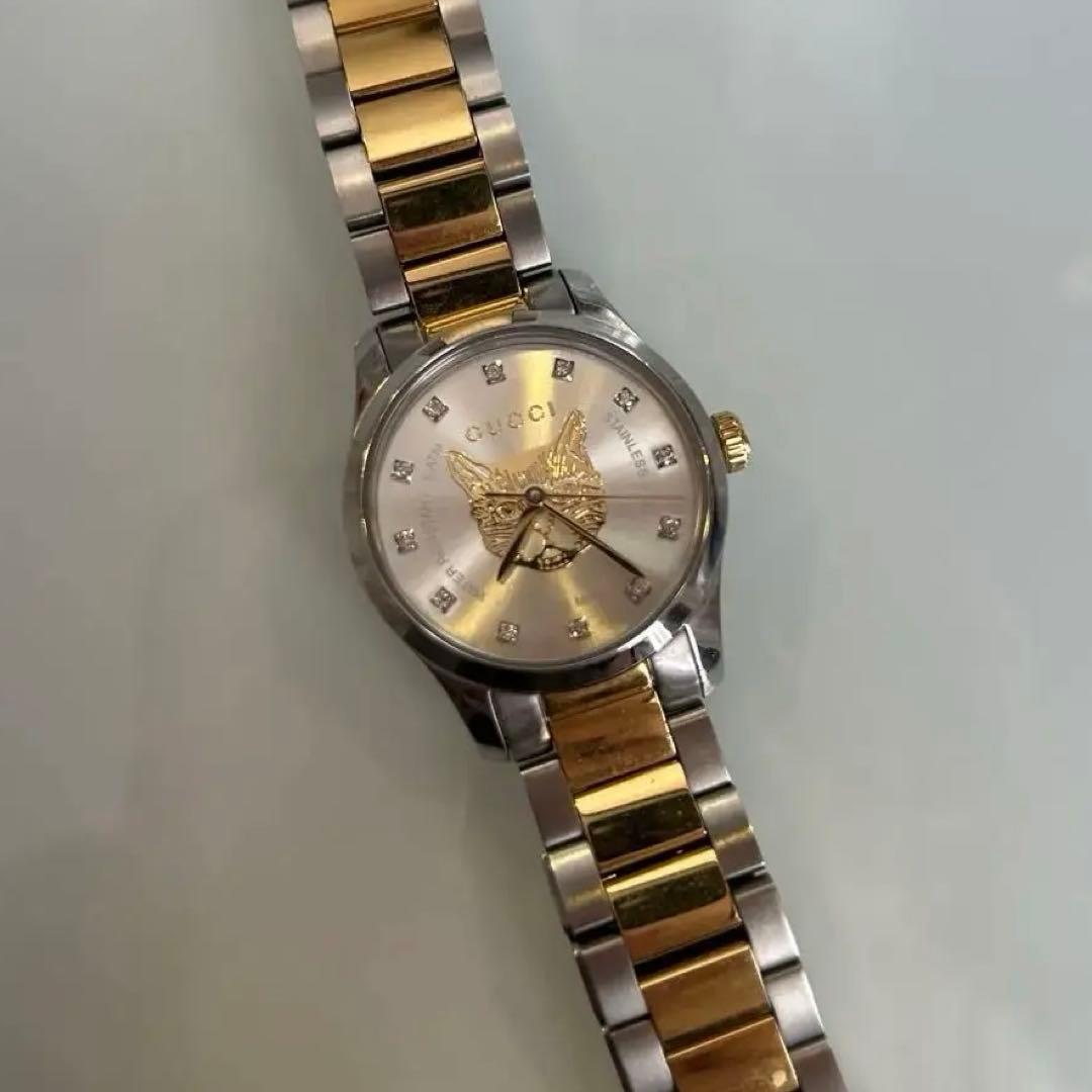 グッチ GUCCI 腕時計 シルバー ゴールド ダイヤ 蜂 猫 レディース グッチ GUCCI 腕時計 シルバー ゴールド ダイヤ 蜂 猫 レディース