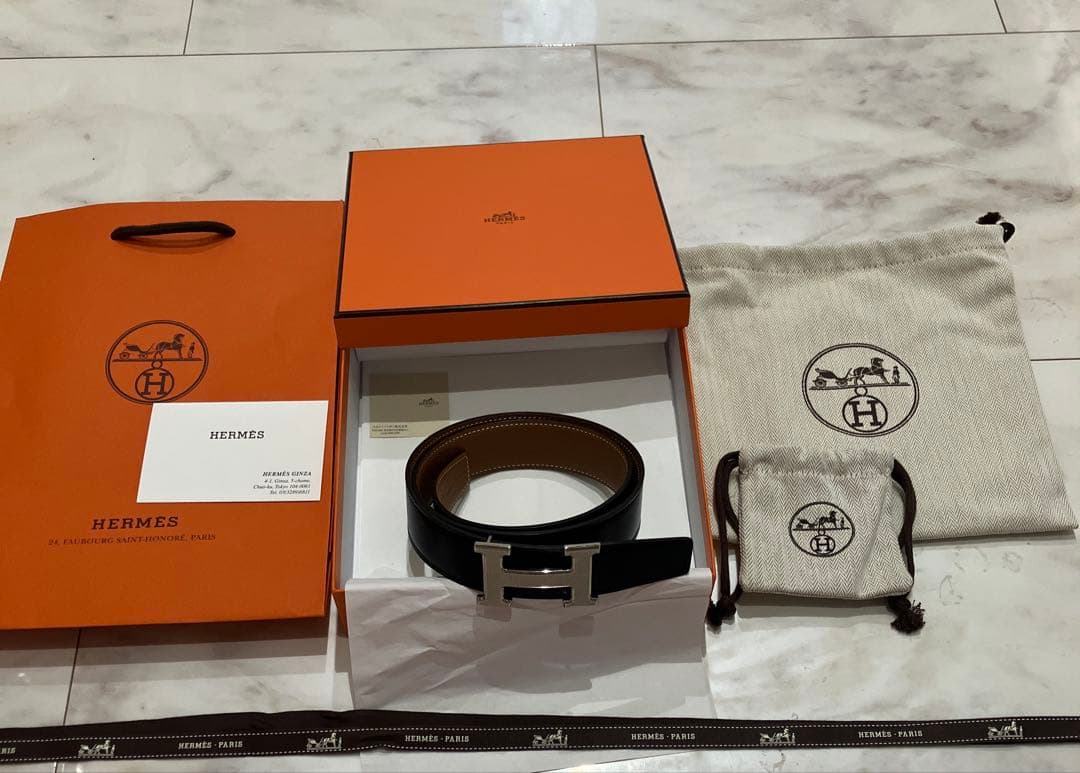 リラッたか！未使用品！HERMES ベルト リバーシブル32MM メンズ