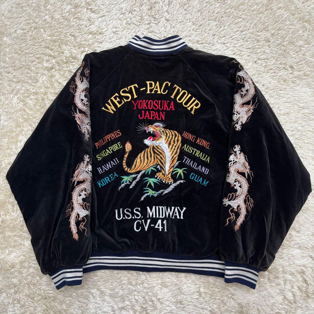 激レア　モダンボイス 鷹 日本 横須賀 刺繍 別珍 ベロア スカジャン 中綿 スカジャン 鷹バラ 別珍 |横須賀 - ミリタリーショップ FUJI