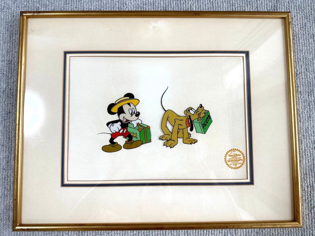 ディズニー　ミッキー　プルート　セル画　9500　limited edition ディズニー セル画「ミッキー&プルート」額縁2種選択可 展示用フック付