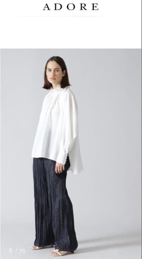 アドーアADORE◆ランダムプリーツ デニム パンツ36◆37,400円