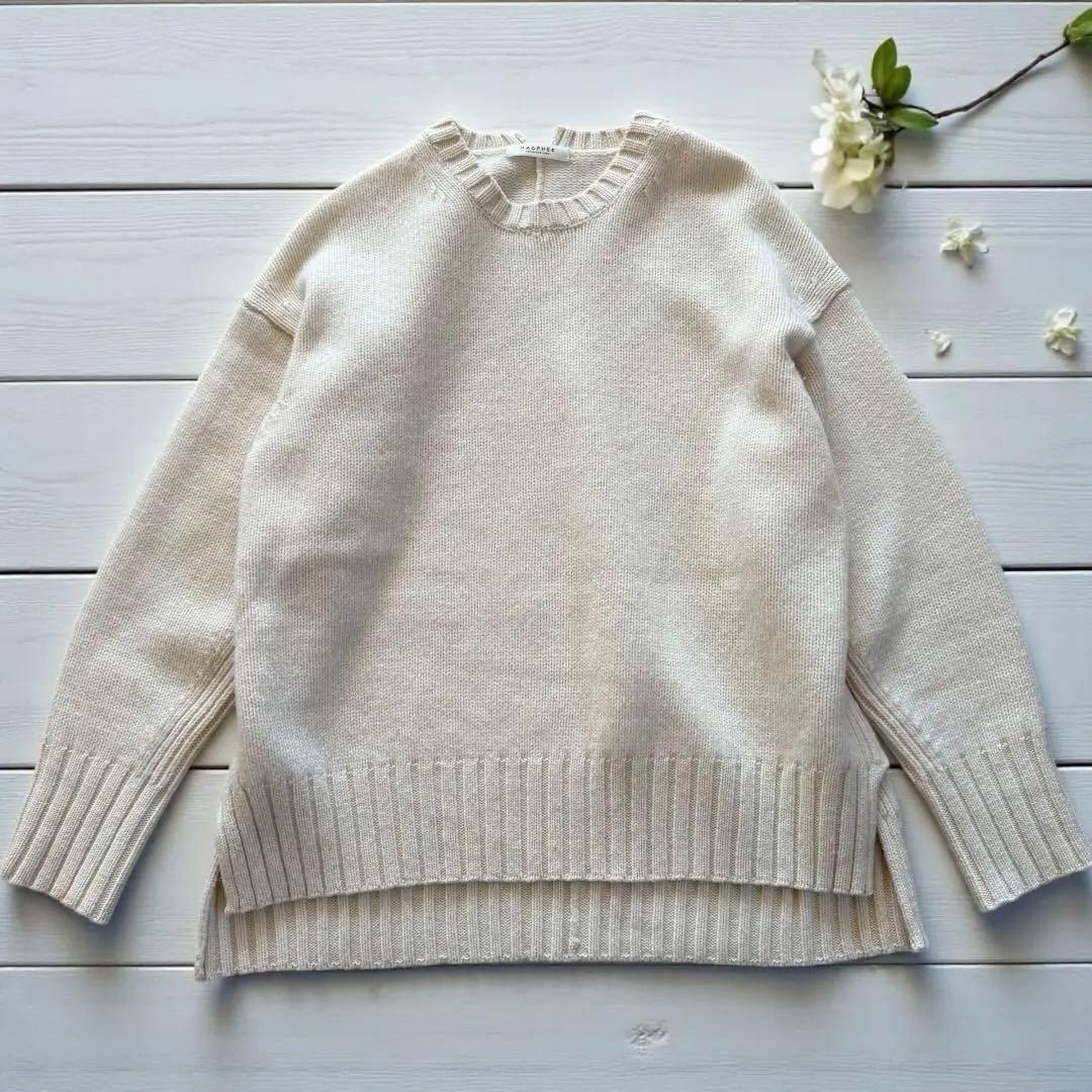 TOMORROWLAND マカフィー　ラムカシミヤ クルーネックプルオーバー　白