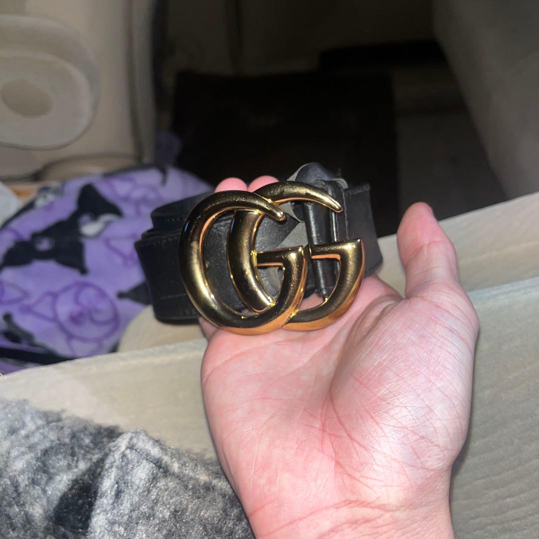 GUCCI ダブルGバックル ベルト ブラック