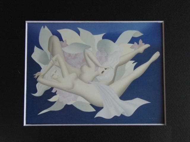 安食一雄、【花】、希少な大判額装用画集より、美品、日本人画家、新品額装付