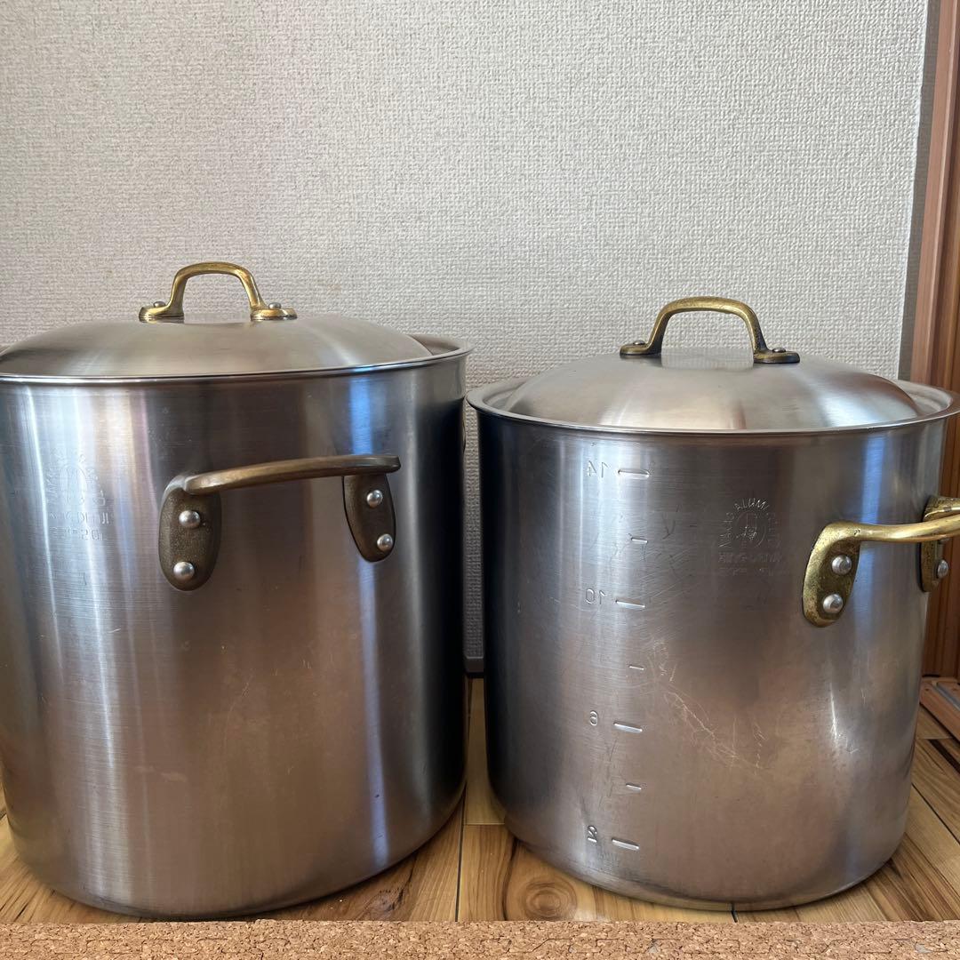 中尾アルミ製作所KINGDENJ 寸胴鍋　セット　20ℓ 15ℓ IH ガス 寸胴鍋 15cm 2.7L ガス火専用 キングポット 業務用 中尾アルミ 両手鍋