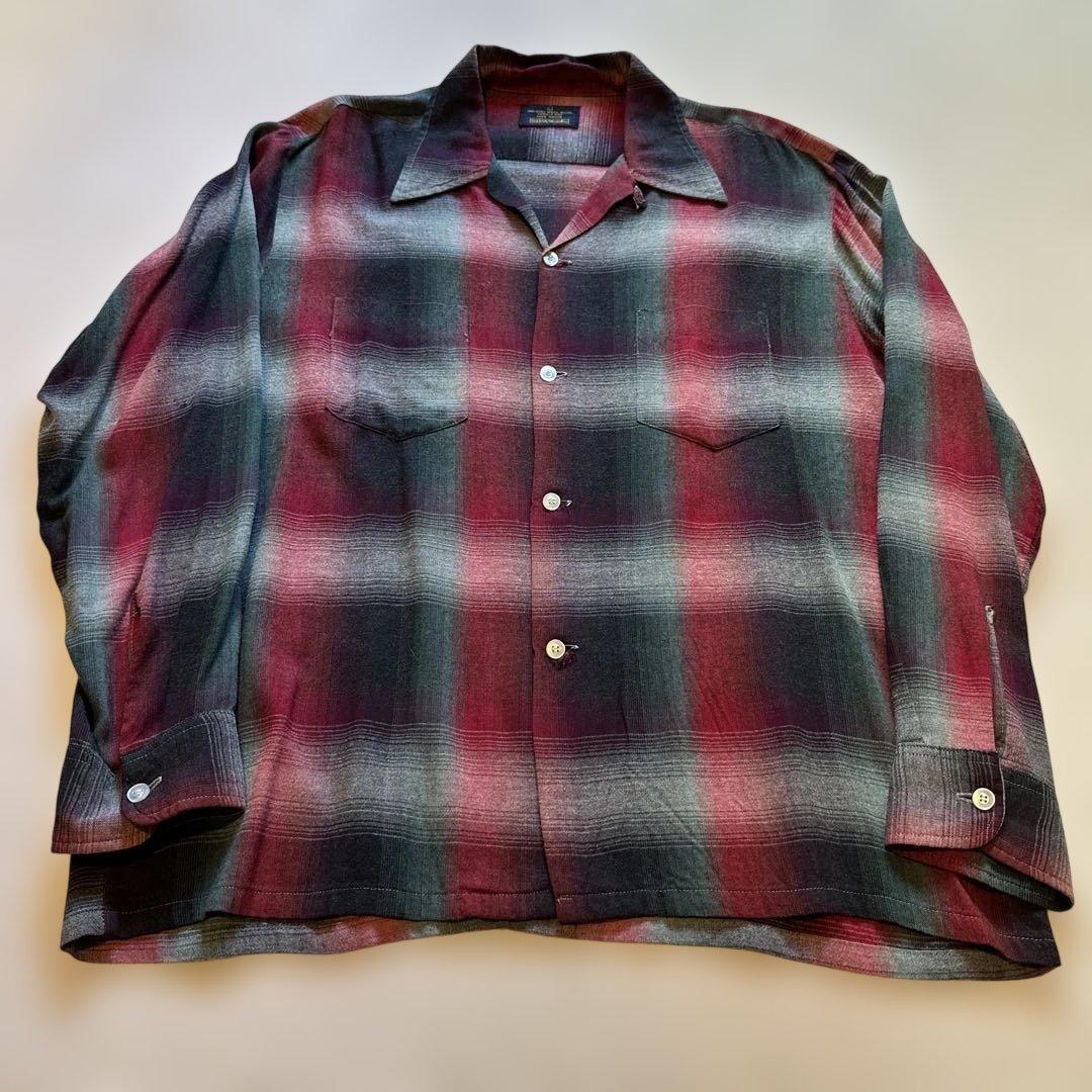 60s Sears オンブレ レーヨン シャツ L