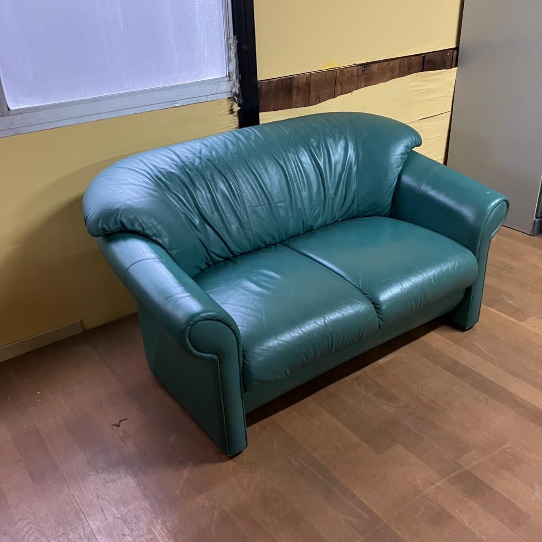 P0745 Karimoku(カリモク) レザー 2掛けソファ グリーン