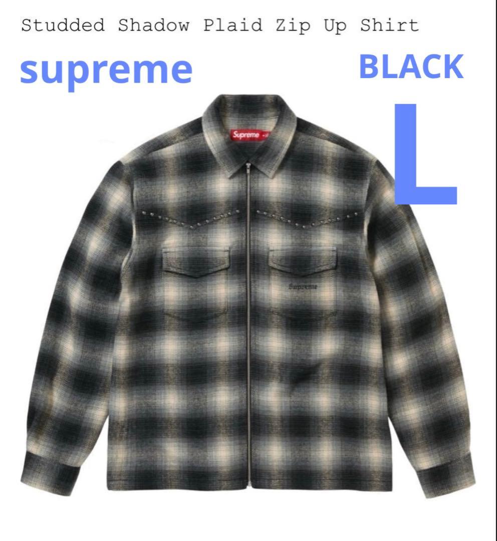 トップス Supreme Studded Shadow Plaid ZipUp Shirt