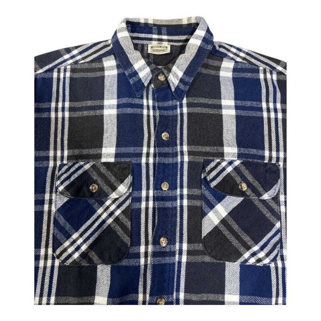 90s ファイブブラザー ヘビーネルシャツ USA製 sizeL 黒　白　紺 90s ファイブブラザー ヘビーネルシャツ USA製 sizeL 黒 白 紺 古着