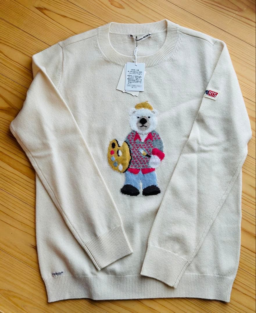 mademoiselleNONNONクマ刺繍アイボリーセーター
