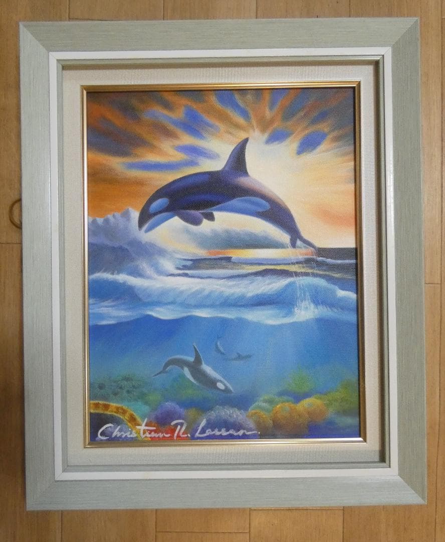 油彩 クリスチャン・ラッセン「風景」サイン 額装済み 肉筆手描き F6