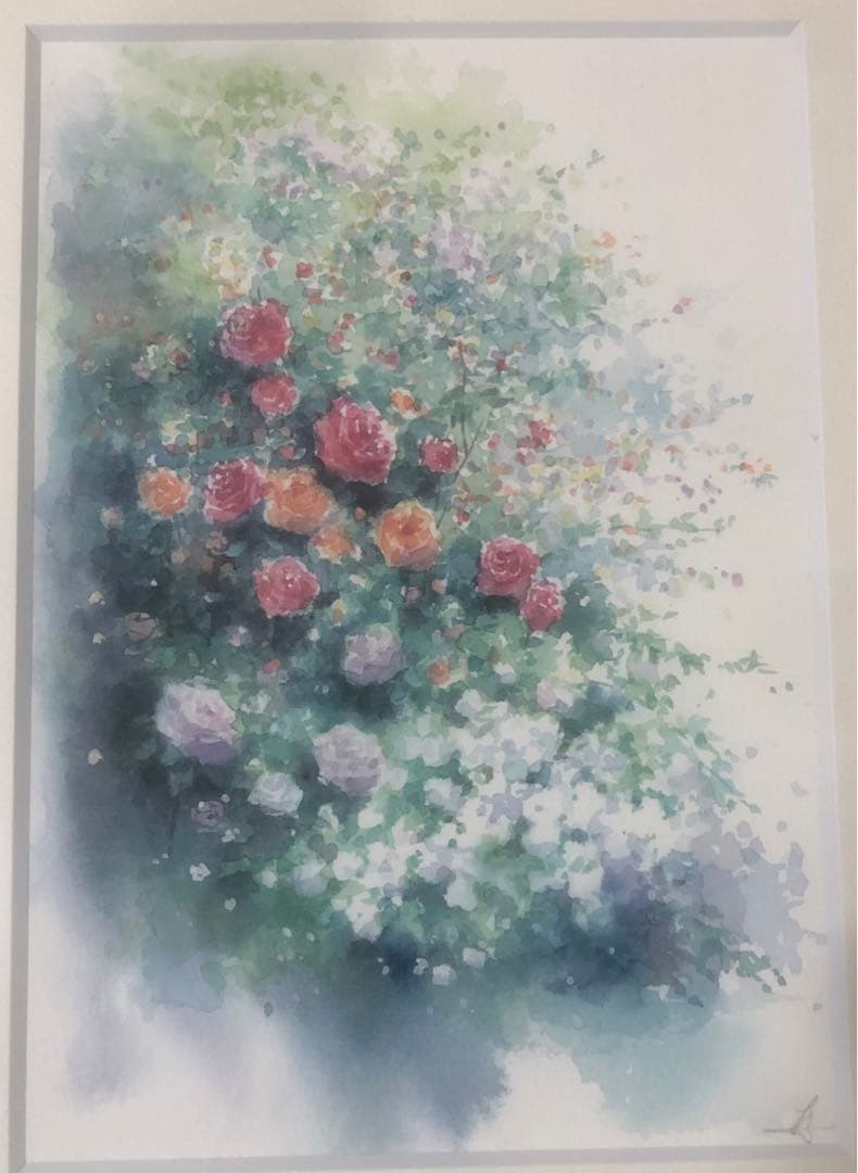 野村重存　プレバト‼︎  水彩画　薔薇園幻想　直筆サイン入り
