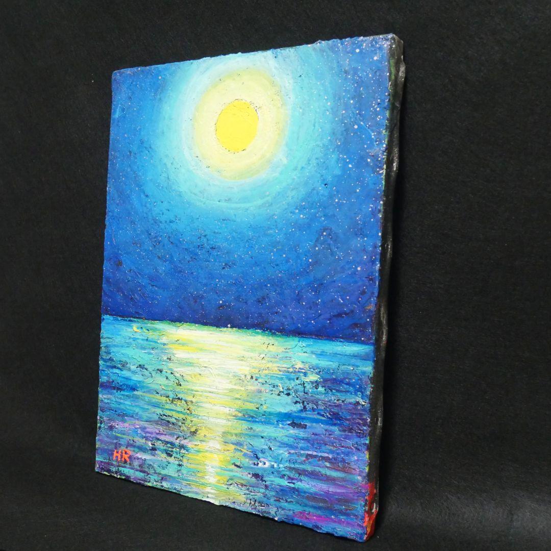 油絵 油彩 油彩画 絵 絵画【満月の海 】F4号 - メルカリ