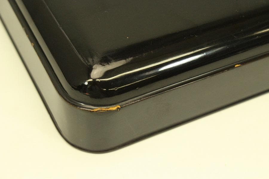 松上鶴蒔絵 四方盆 時代物(A981)