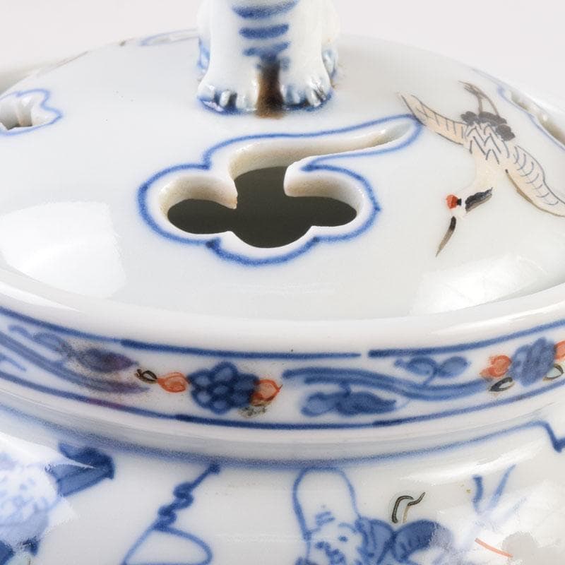 陶芸家 森野嘉光作 染錦 七福神図 双耳香炉 共箱 V 8506 - メルカリ