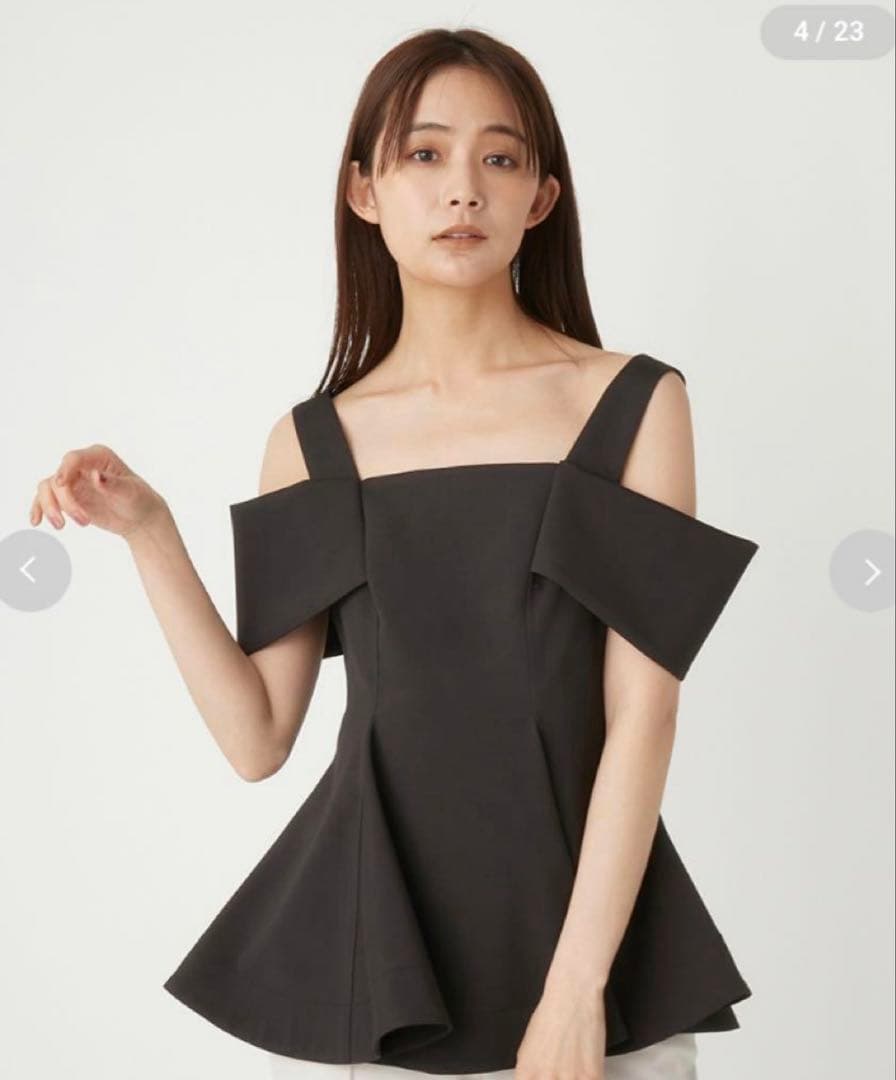 フレイアイディーオフショルペプラムチュニック完売ブラック