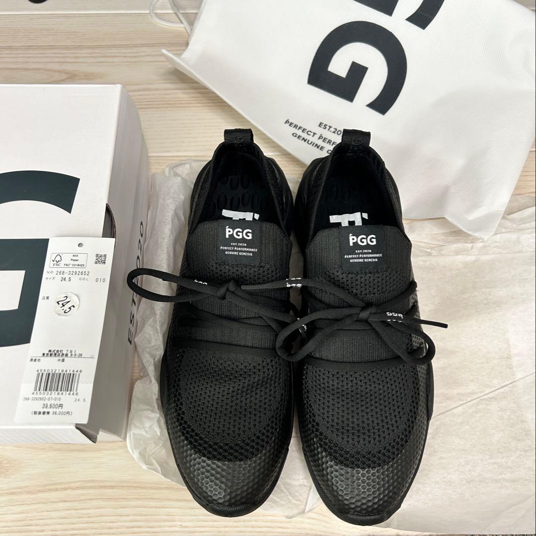 新品PGG ゴルフシューズ24.5 PGG】防水ニット ローカット スパイクレスゴルフシューズ (LADIES