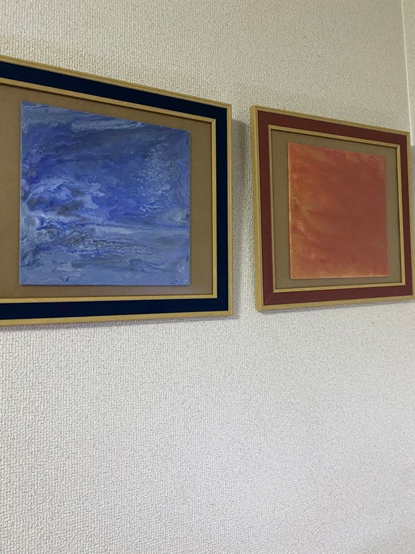 抽象画　青と赤 スペイン 大胆な赤と青の色調で描かれたダイナミックな抽象表現主義の