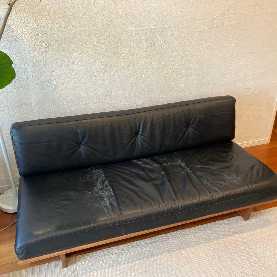 【中古】マスターウォール・モアレスソファ160・本革・黒