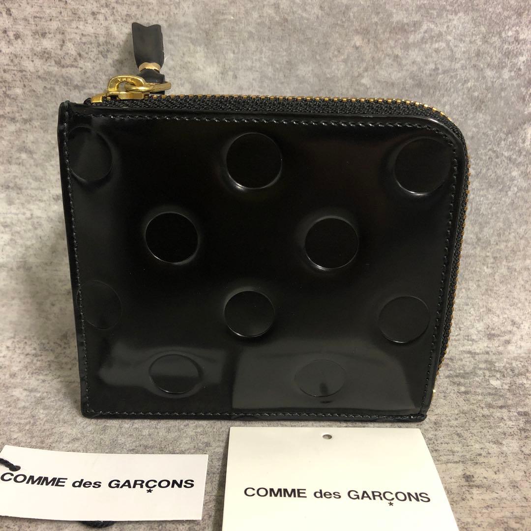 火花様■ コムデギャルソン L字ウォレット ケース ドット 財布 COMME des GARCONS L字型 ZIPウォレット ポルカドット(ポルカドット