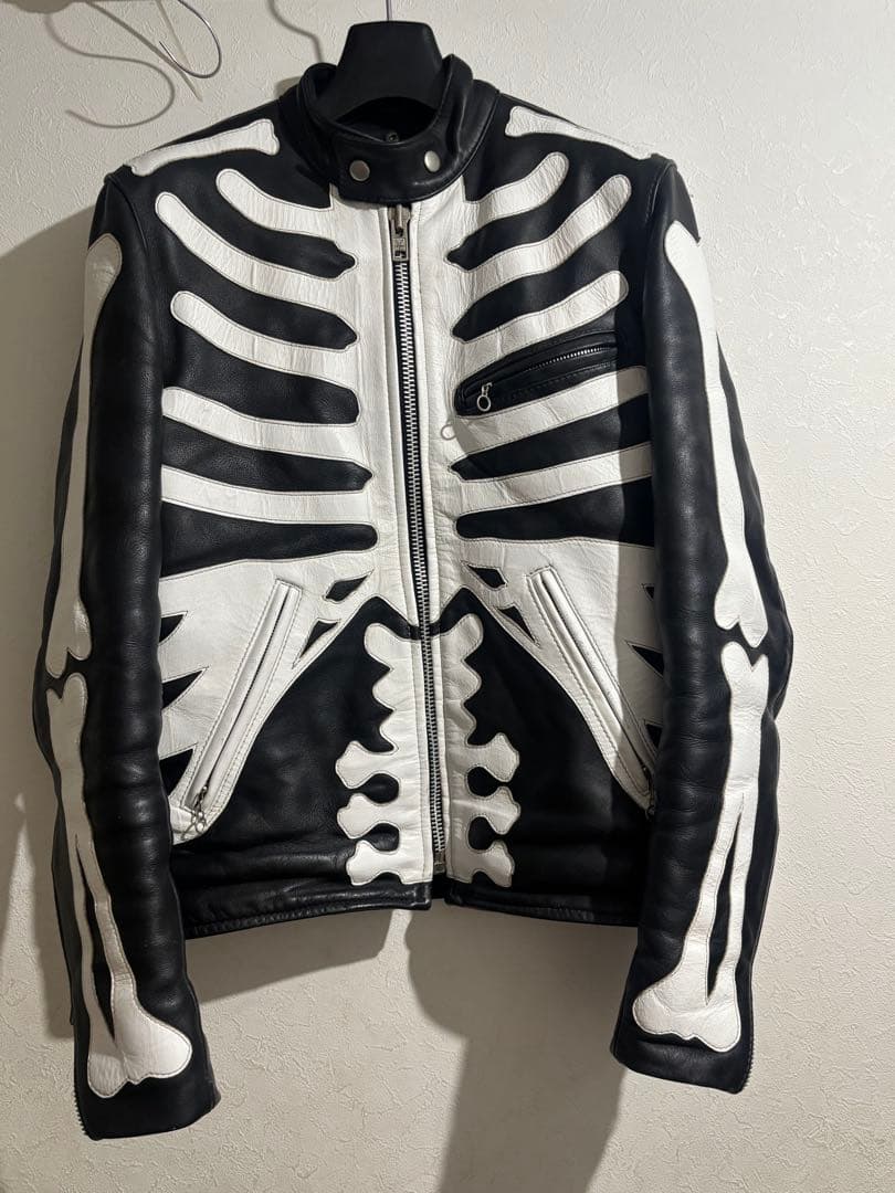 vanson スケルトンデザイン レザージャケット 36 VANSON（バンソン） ボーンスカル レザー ジャケット BONEBLK ばんそん