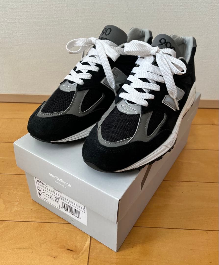 【最終値下げ】未使用に近いニューバランス M990BL2 ブラック 27cm