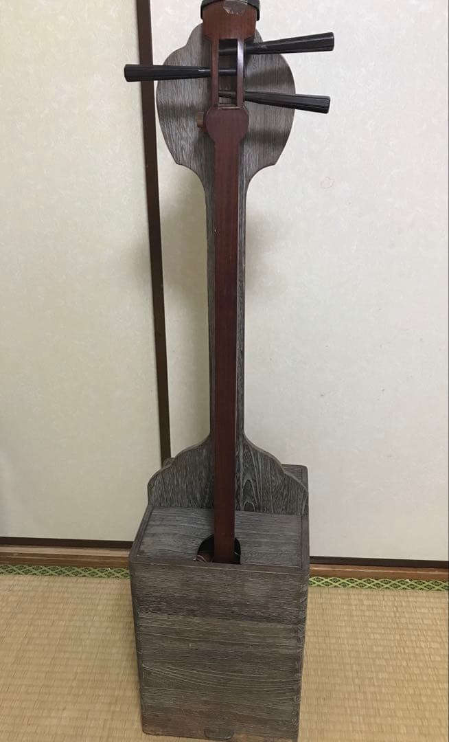 三味線　三味線立て　スタンド　桐　バチ　駒　セット