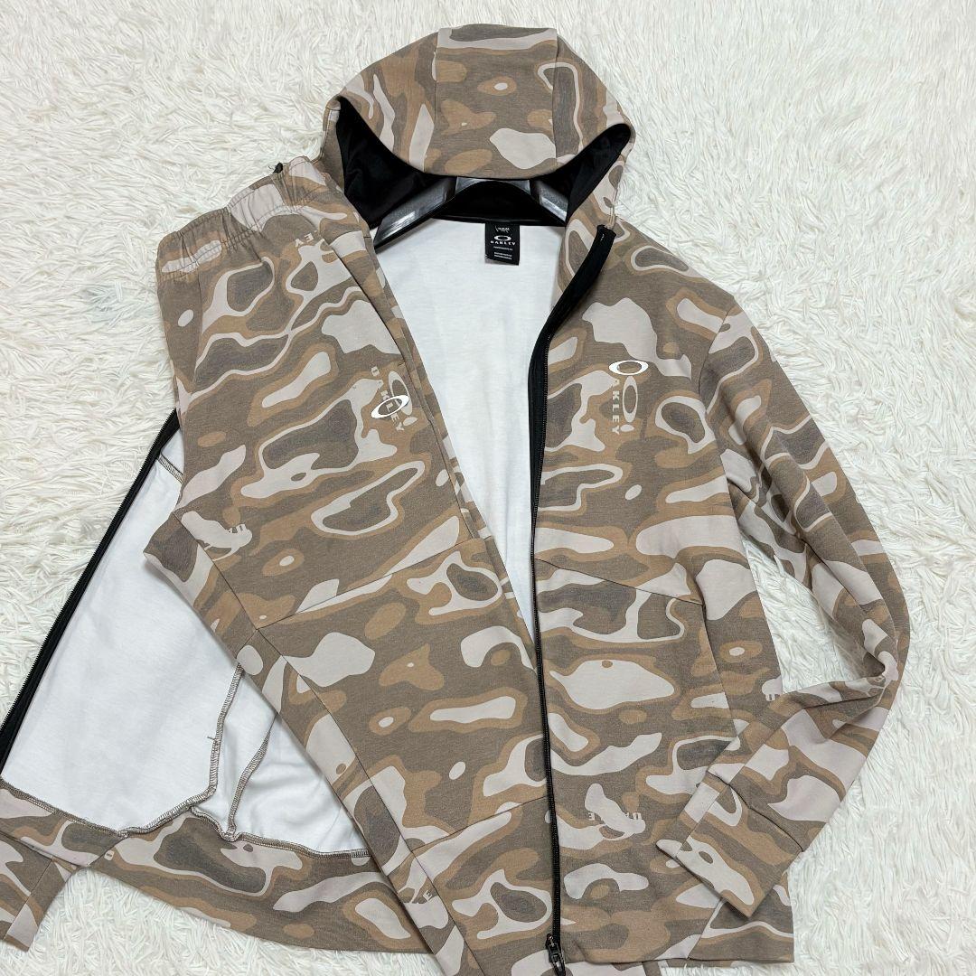 美品✨ オークリー 迷彩柄 スウェットパーカー セットアップ 上下 デカロゴ