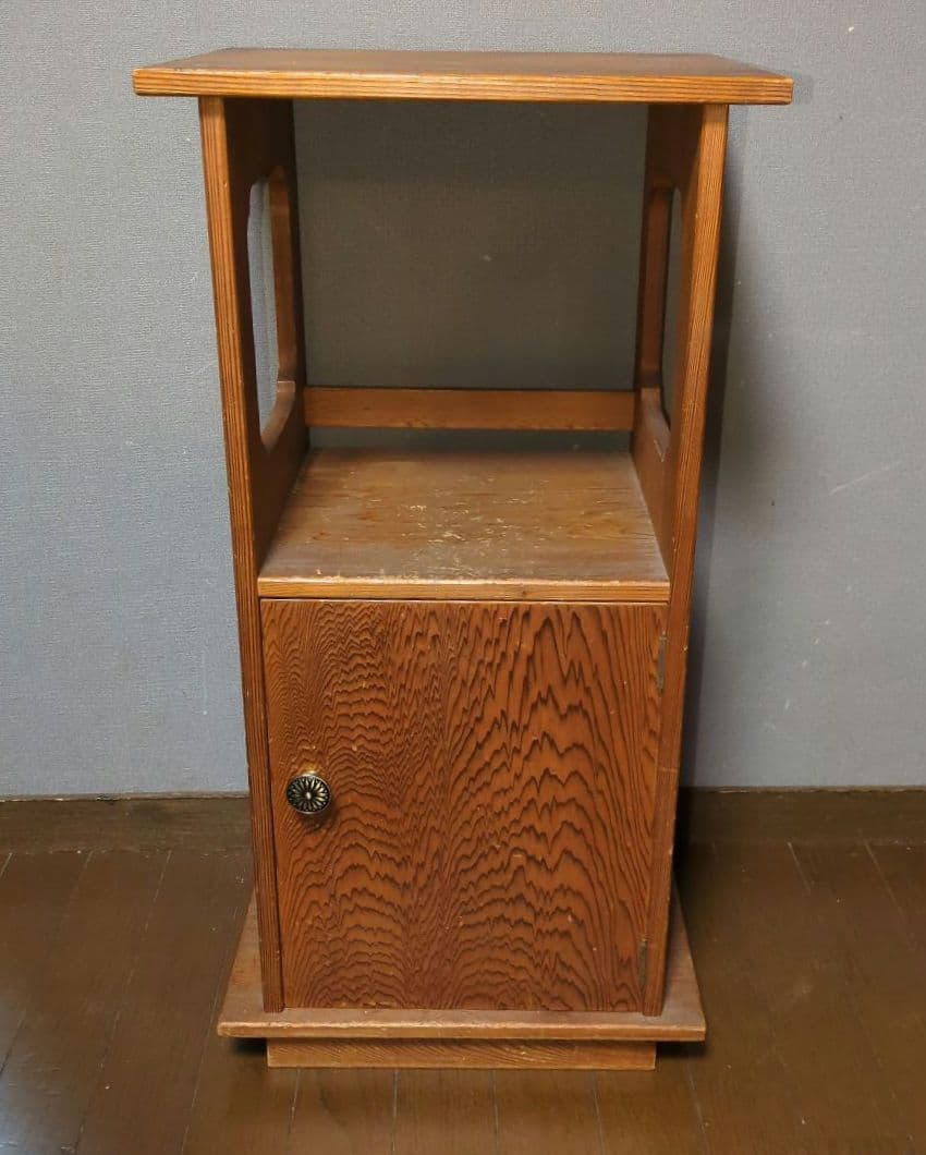 【昭和レトロ】天然木　屋久杉　木製電話台・ファックス台