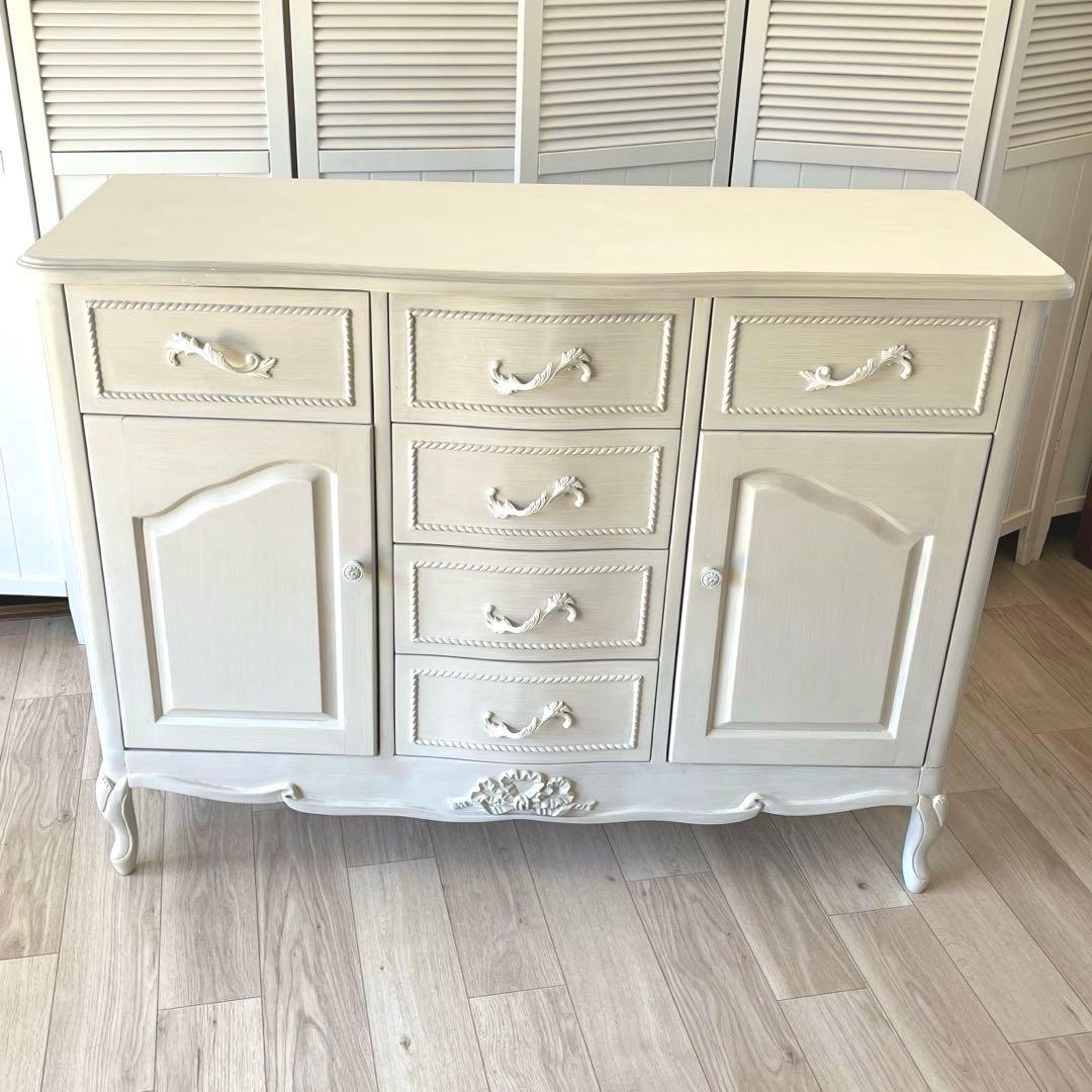 Malian  アンティーク調キャビネット天然木 ロマンチック インテリア