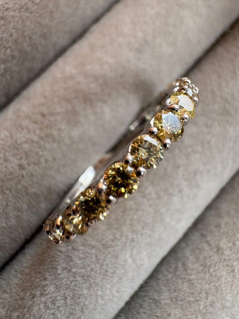 PT900 イエローダイヤ(0.93ct) ハーフエタニティリング✨