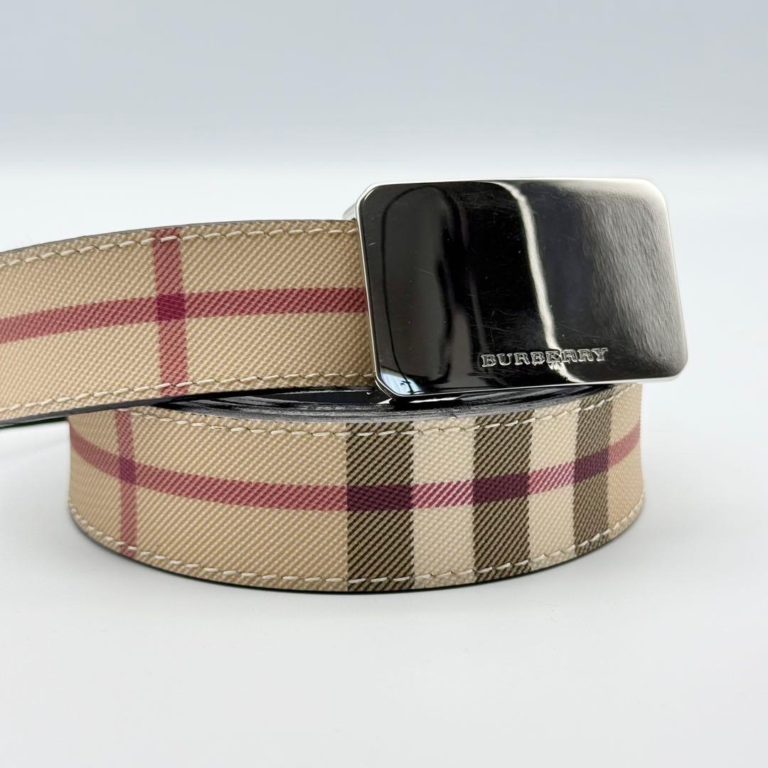 ✨美品✨バーバリー ベルト ノバチェック PVC シルバー金具 ユニセックス